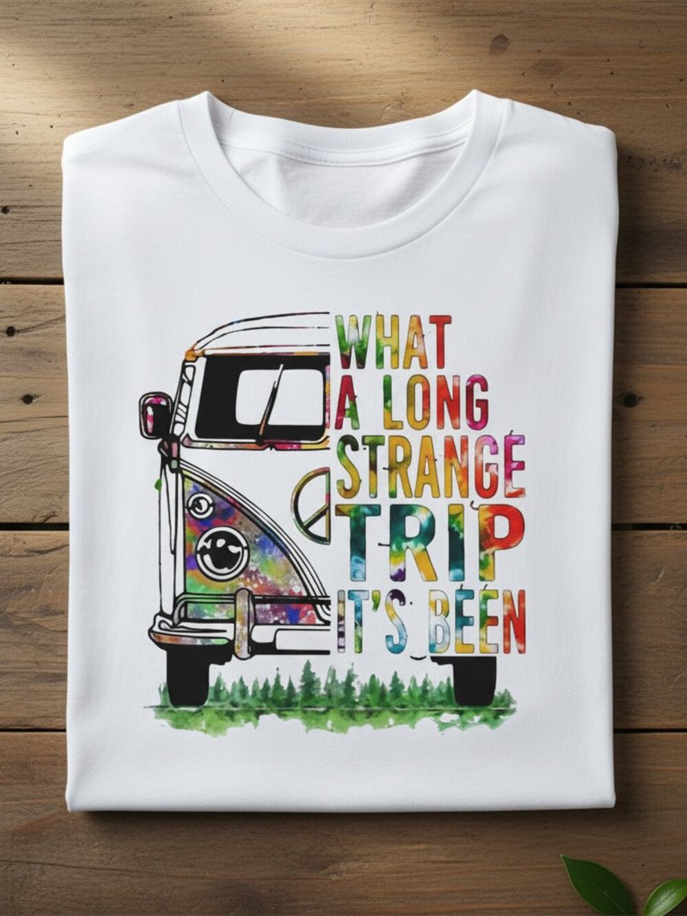 Hippie Van Graphic Tee White Retro Road Trip Boho Adventure Shirt